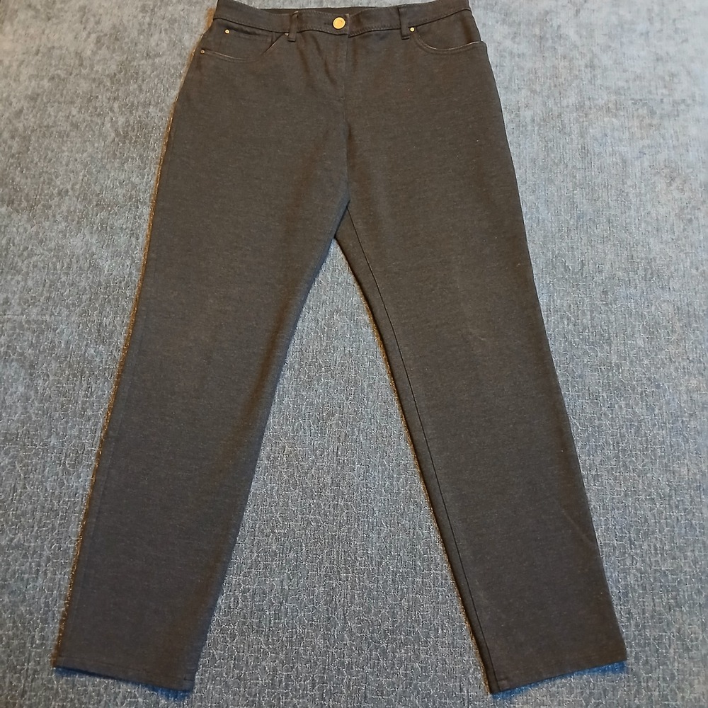 Chicos So Slimming Gray Heathered Straight Leg Pants Womens Size 1 Regular
